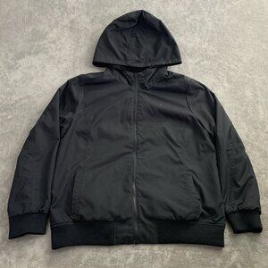 Tommy Hilfiger Jacket Womens XL Black Reversible Windbreaker Hooded Full Zip